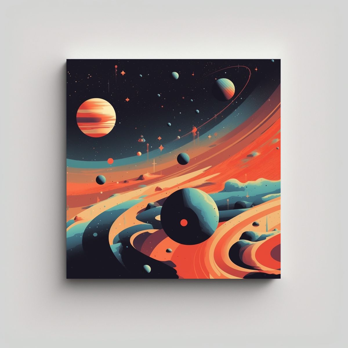 GENERICO - Pinturas Decorativas Con Esquema De Líneas Finas 80x80 Cm