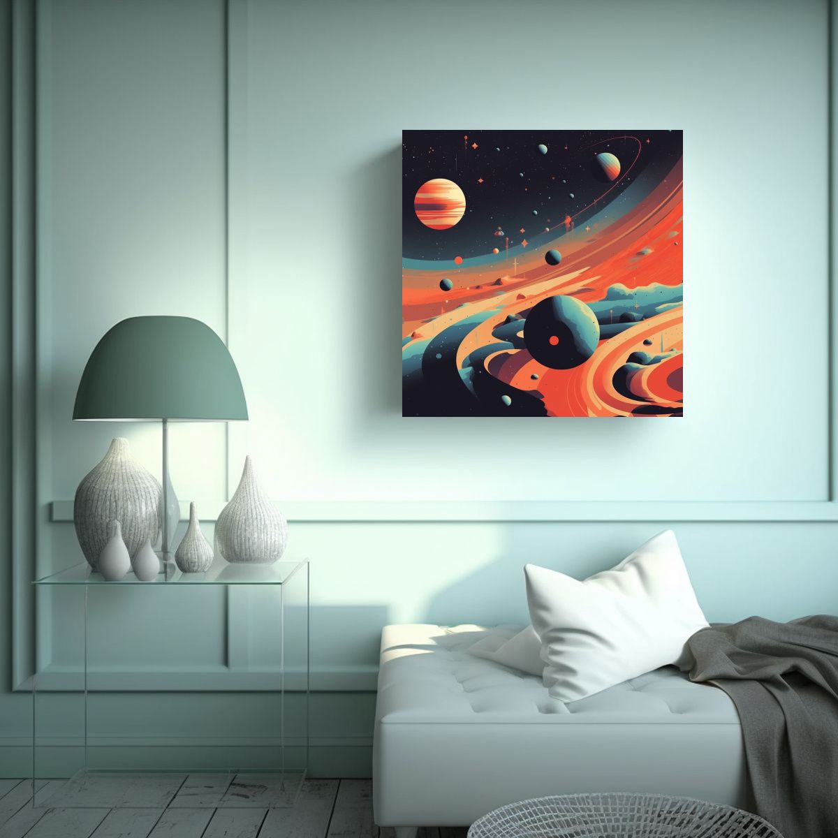 GENERICO - Pinturas Decorativas Con Esquema De Líneas Finas 70x70 Cm