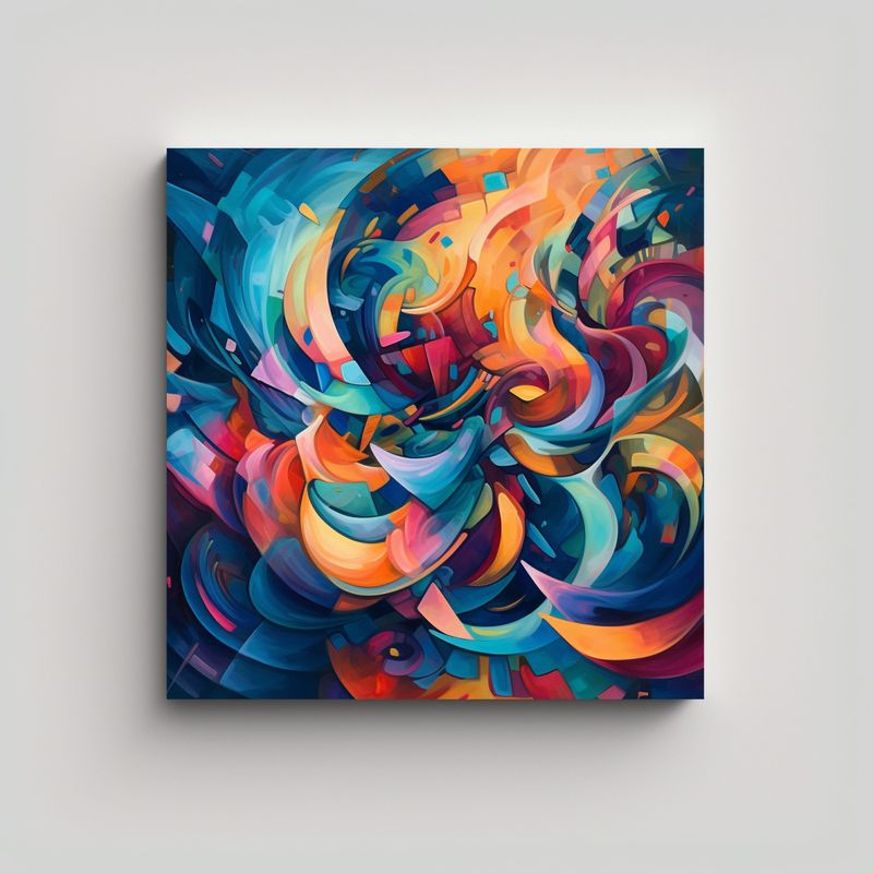 GENERICO - Pintura Decorativa Clásica Abstracta En Colores 70x70 Cm