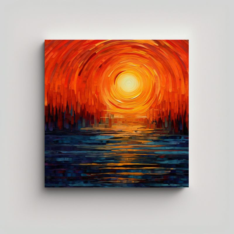 GENERICO - Pintura Decorativa Con Abstracción Del Atardecer 70x70 Cm