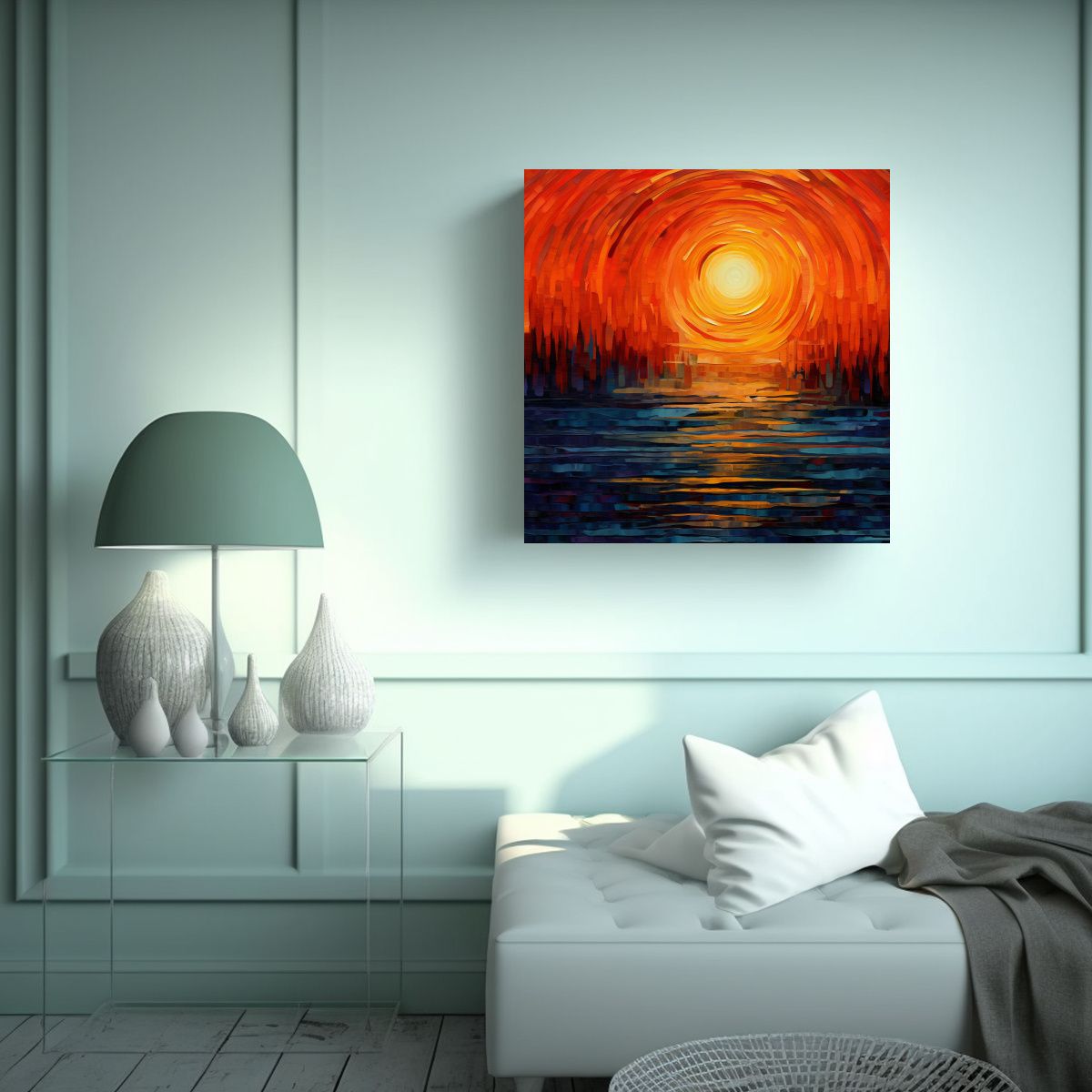 GENERICO - Pintura Decorativa Con Abstracción Del Atardecer 70x70 Cm