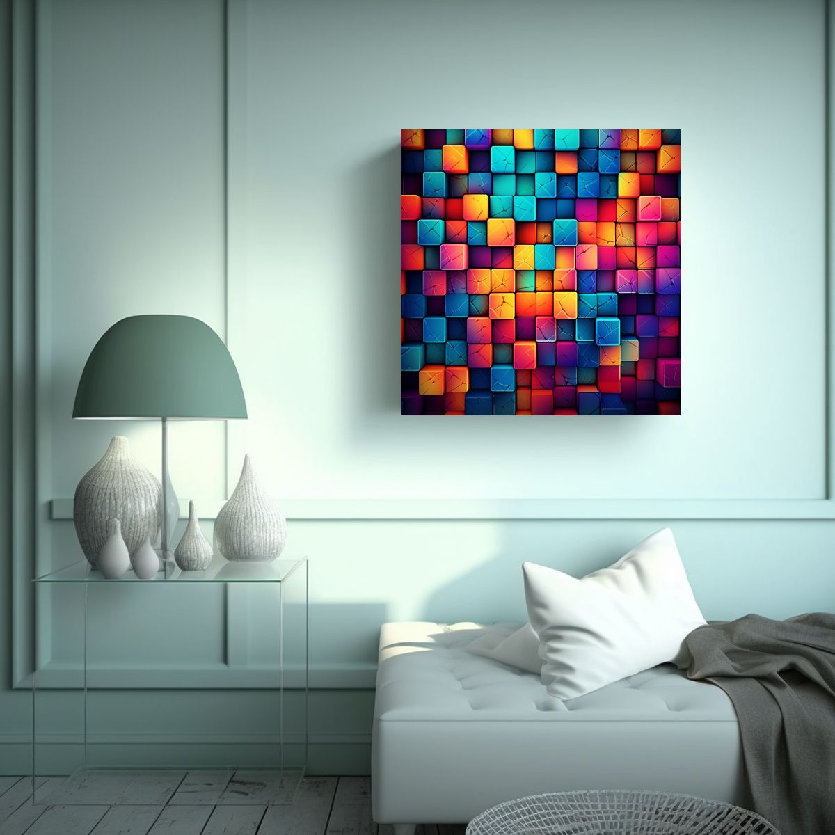 GENERICO - Pintura Decorativa Abstracta Y Futurista Con 80x80 Cm