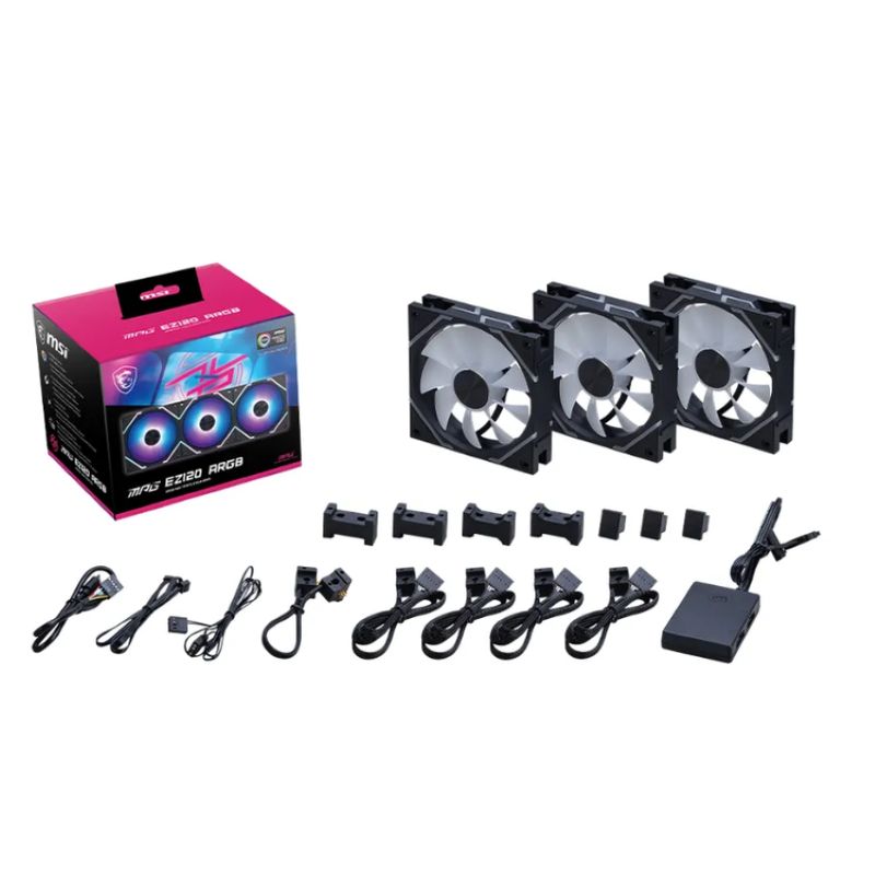 MSI - KIT 3 Ventiladores 120 mm. - MSI MPG EZ120 ARGB-3B - ARGB / Rainbow