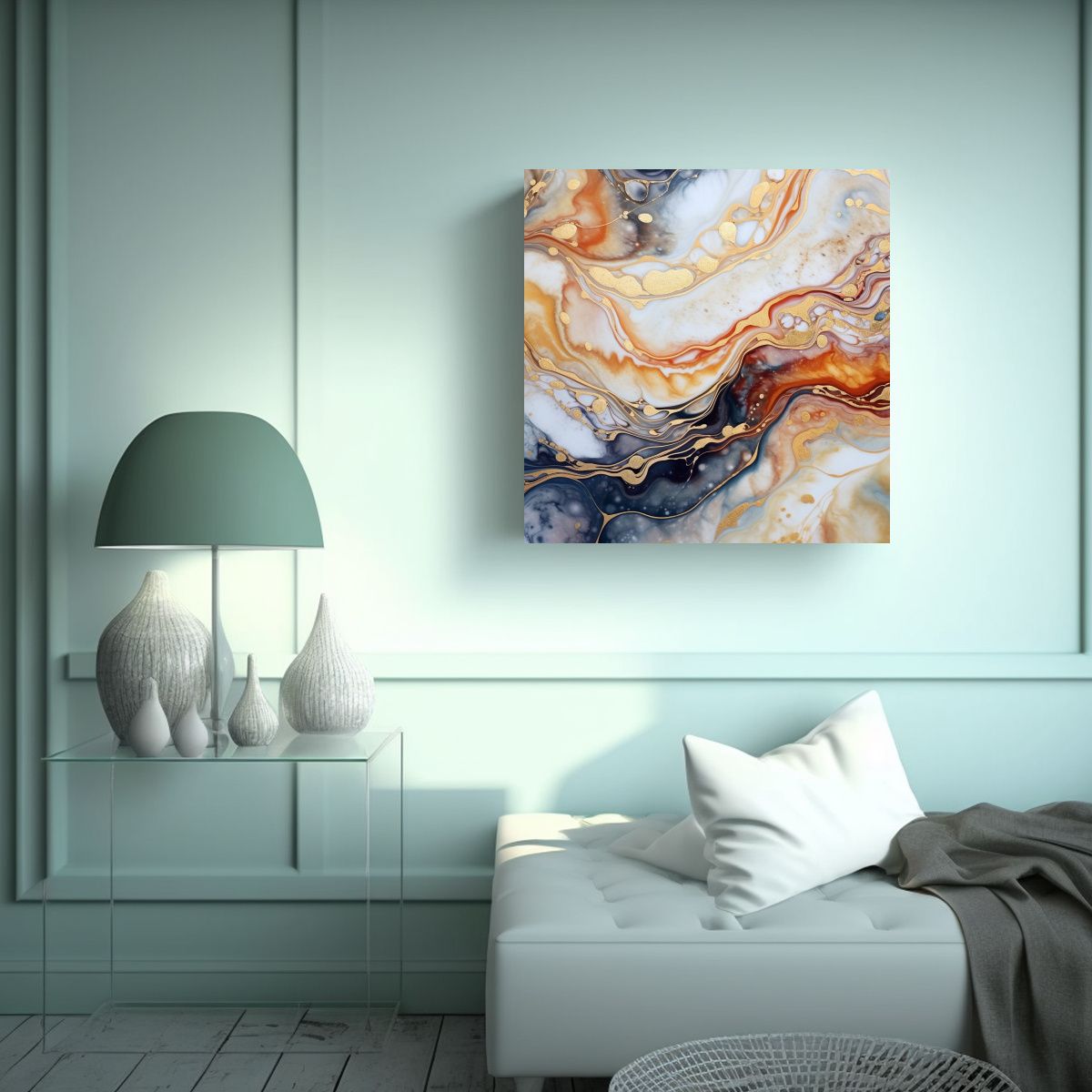 GENERICO - Cuadros Decorativos Mármol Acuarela Con Brillo 60x60 Cm