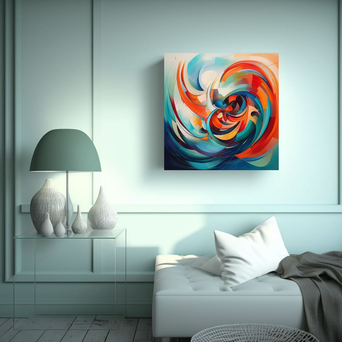 GENERICO - Cuadro Abstracto Con Diseño De Detalle 80x80 Cm