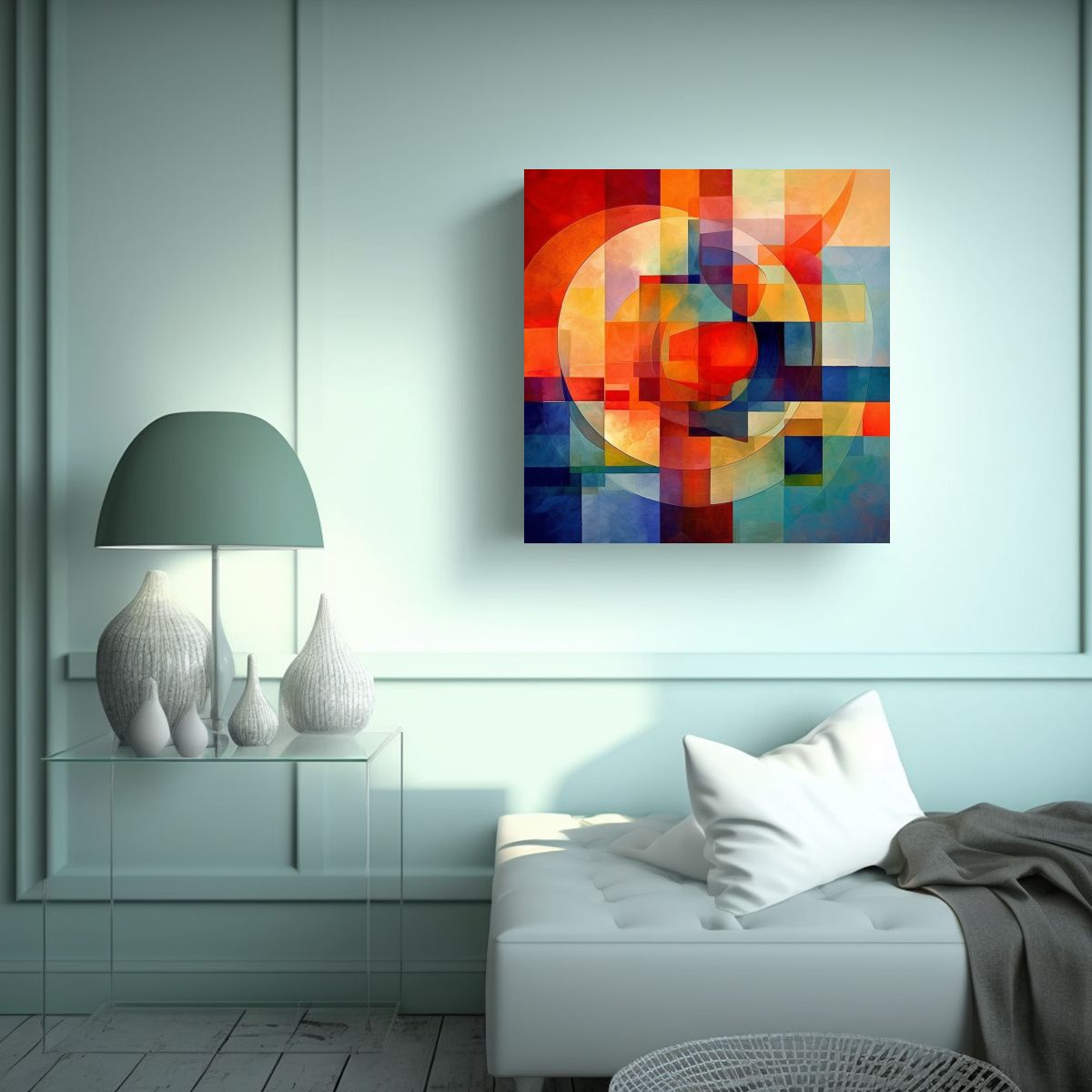 GENERICO - Tela En Bastidor Diseño Abstracto Basado En La 50x50 Cm