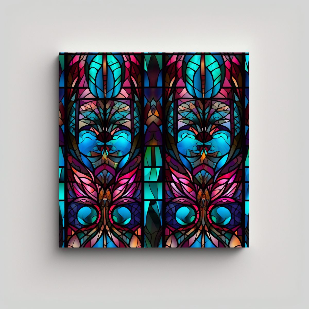 GENERICO - Cuadro Patron Vidriera Iglesia Intensa Riqueza 70x70 Cm