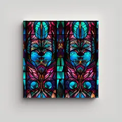 GENERICO - Cuadro Patron Vidriera Iglesia Intensa Riqueza 70x70 Cm