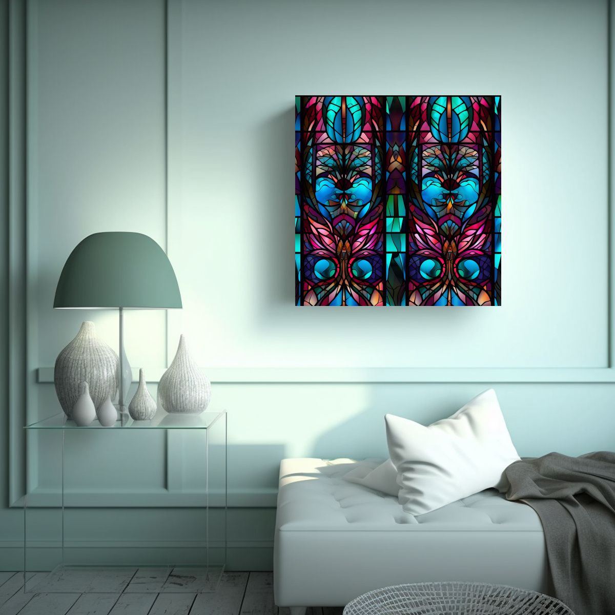 GENERICO - Cuadro Patron Vidriera Iglesia Intensa Riqueza 70x70 Cm