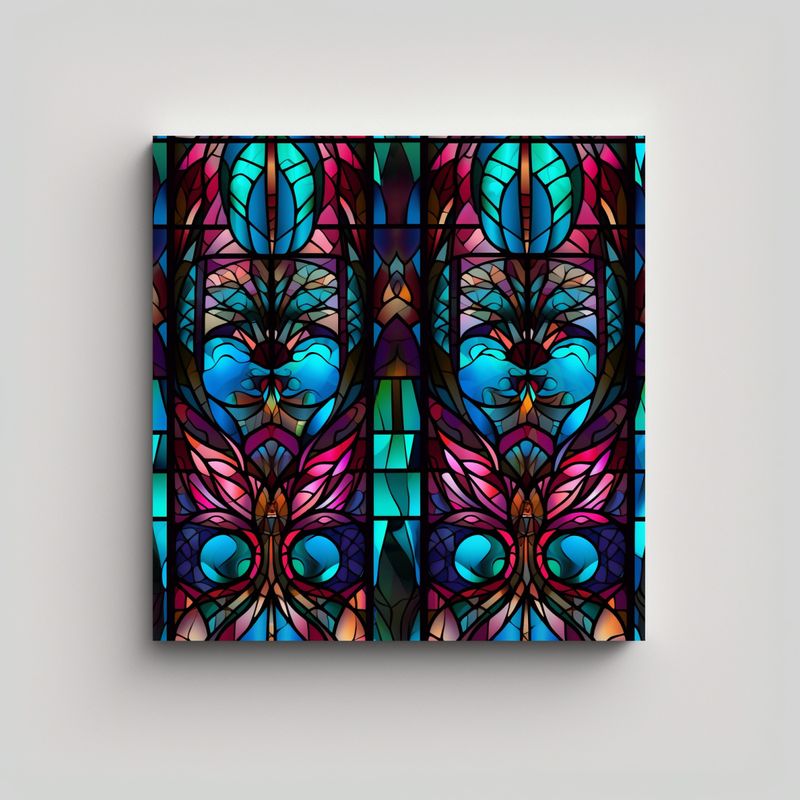 GENERICO - Cuadro Patron Vidriera Iglesia Intensa Riqueza 60x60 Cm