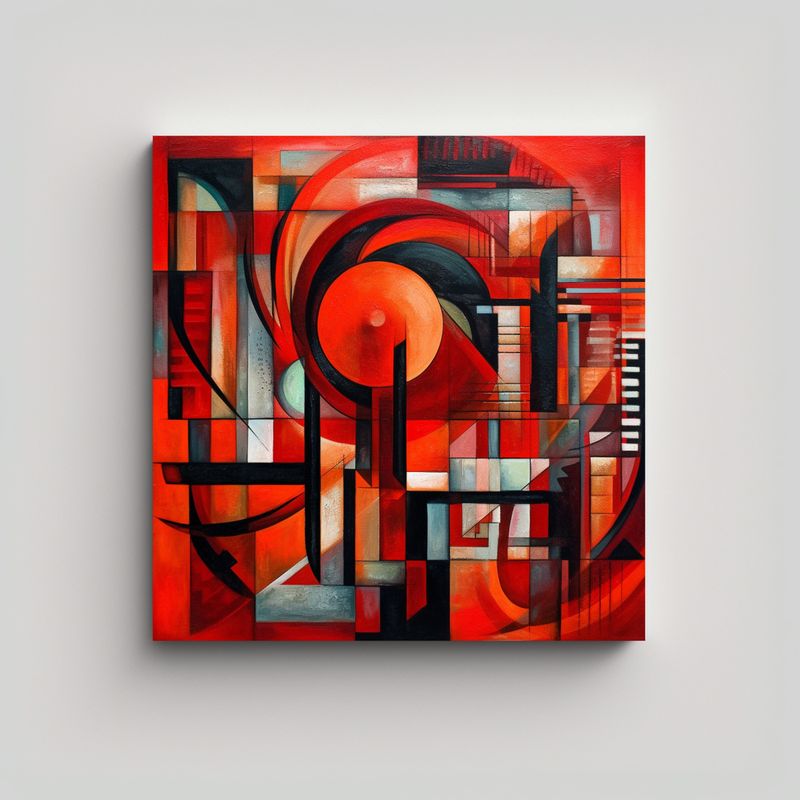 GENERICO - Cuadro Geométrico Abstracto En Bastidor De Alta 70x70 Cm