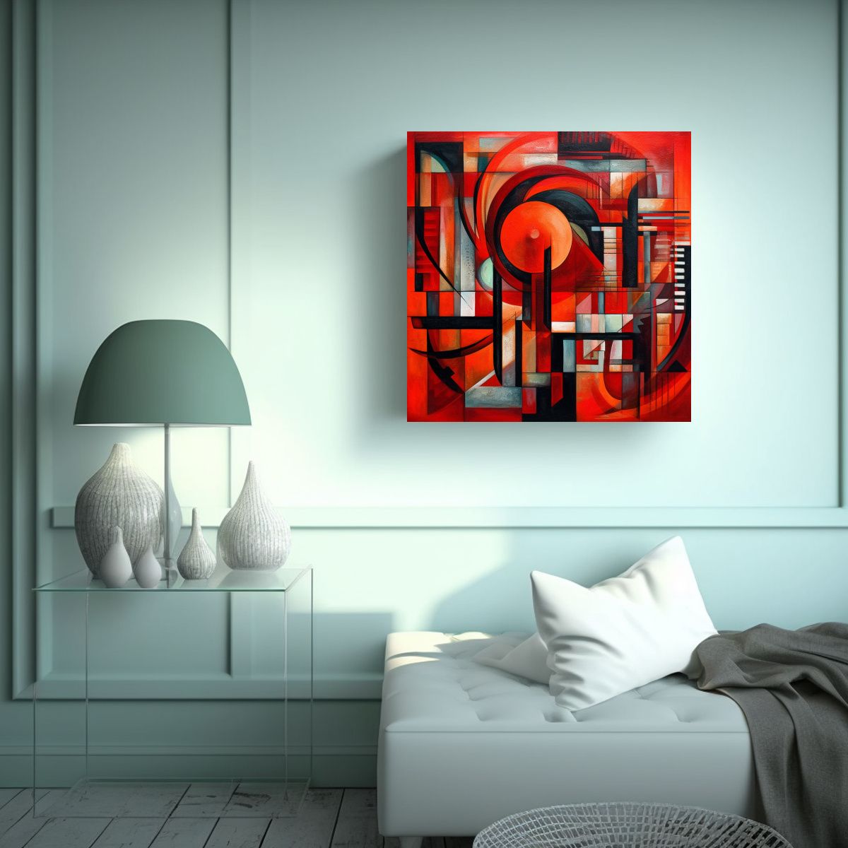 GENERICO - Cuadro Geométrico Abstracto En Bastidor De Alta 50x50 Cm
