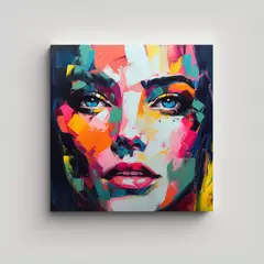 GENERICO - Pintura Al óleo Multicolor De Rostro Femenino En 60x60 Cm