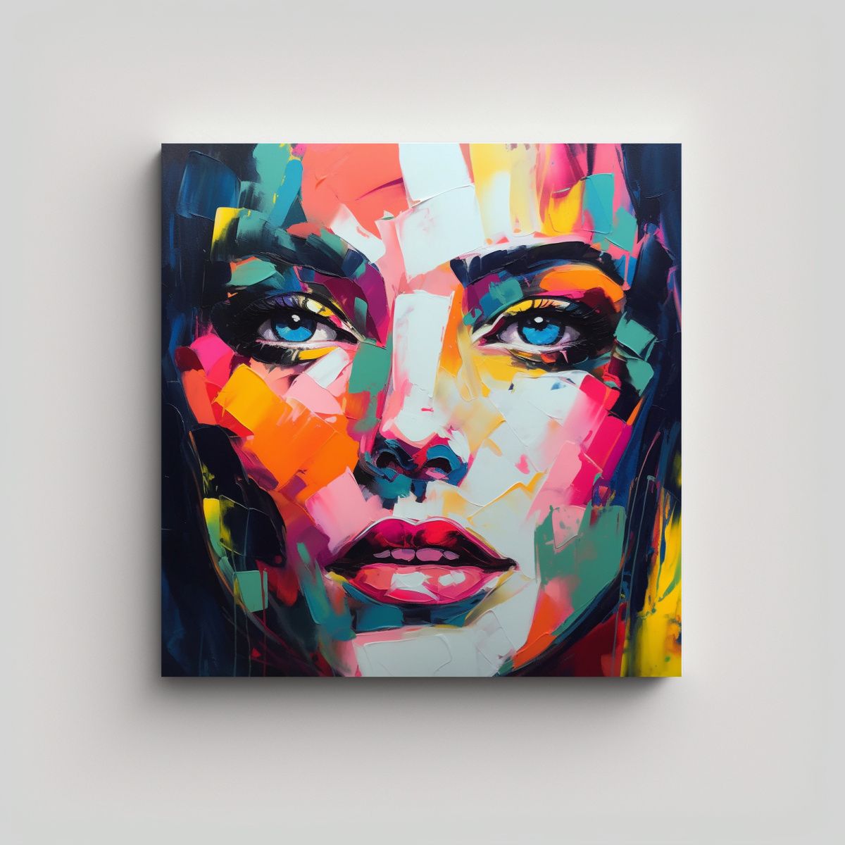 GENERICO - Pintura Al óleo Multicolor De Rostro Femenino En 50x50 Cm