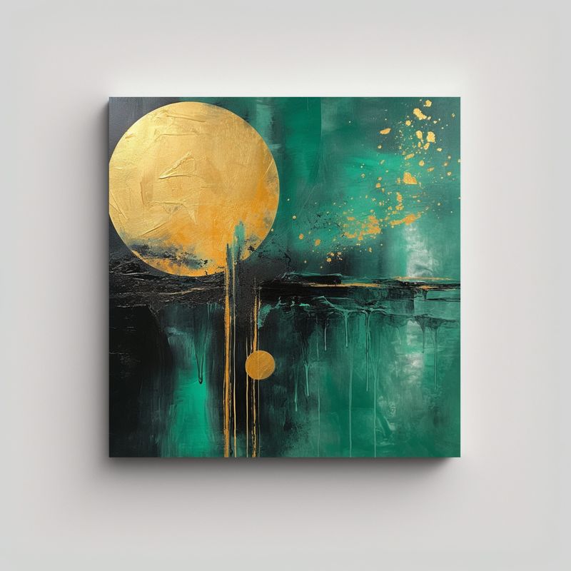 GENERICO - Pintura Abstracta Elegante Con Detalles Dorados Y 60x60 Cm