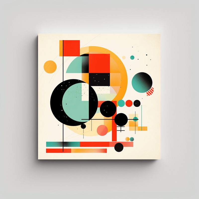 GENERICO - 1 Cuadro Abstracto De Formas Geométricas En 50x50 Cm