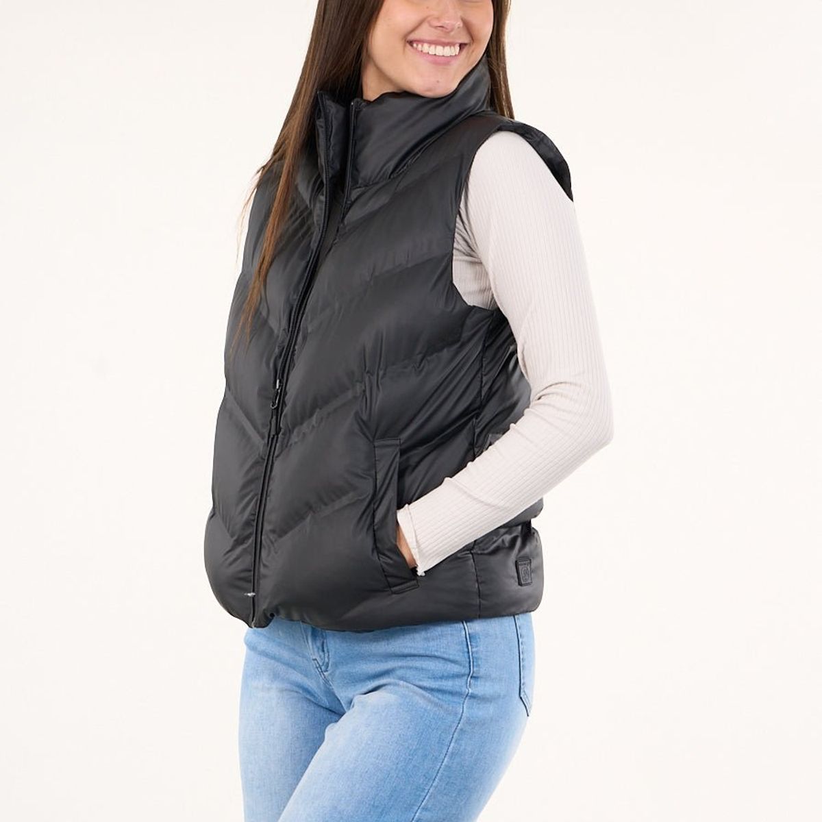 POLEMIC - Parka sin mangas engomada con polar interior Negro VW9747 Polemic