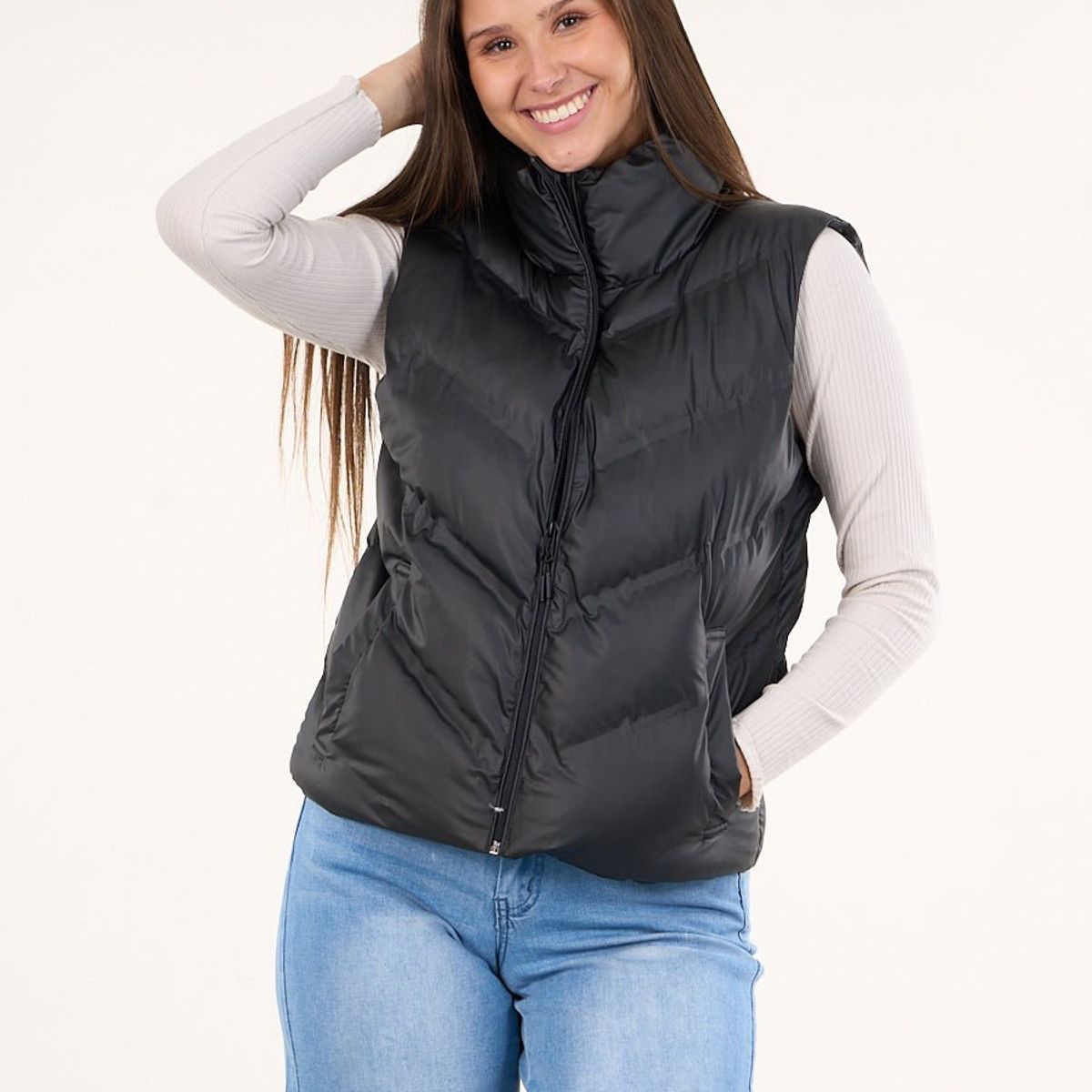 POLEMIC - Parka sin mangas engomada con polar interior Negro VW9747 Polemic