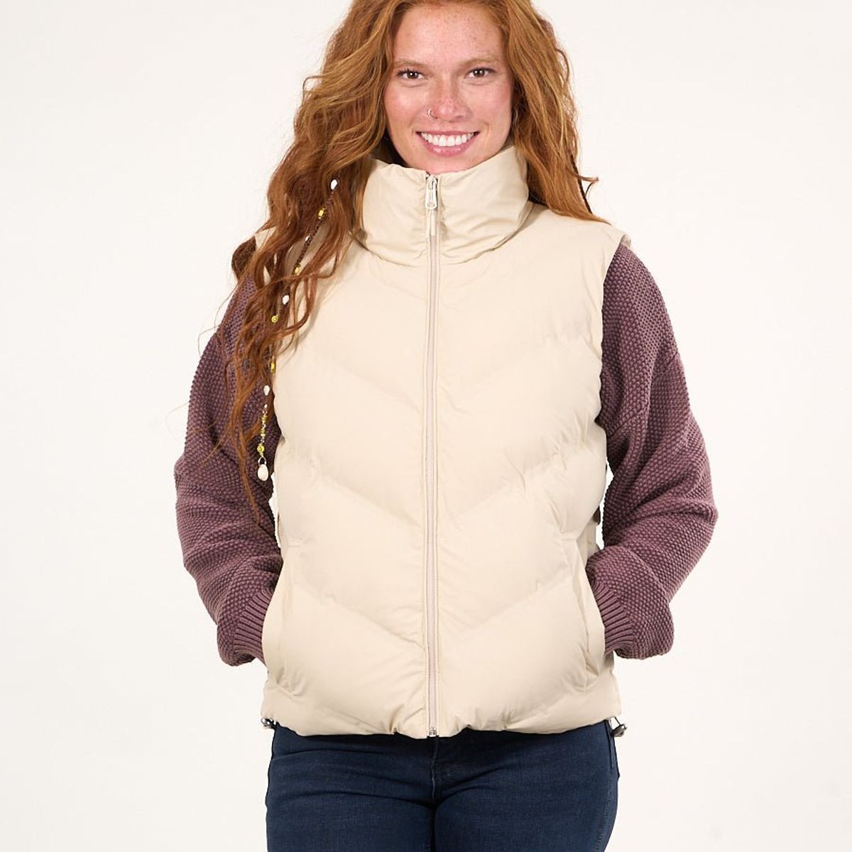 POLEMIC - Parka sin mangas engomada con polar interior Beige VW9747 Polemic