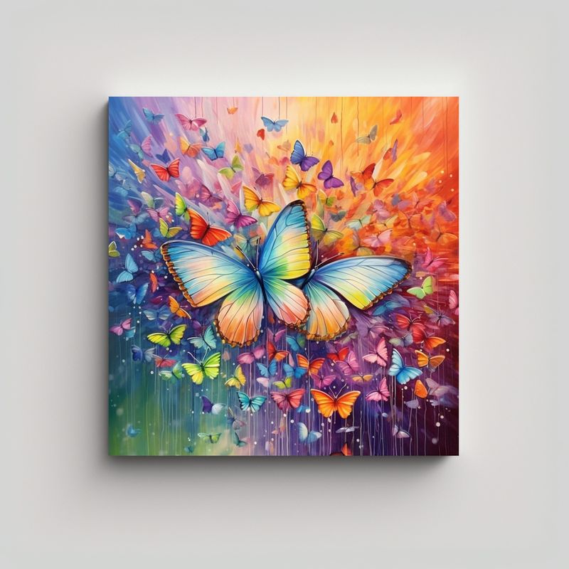 GENERICO - Pinturas Comedor Mariposas Arcoíris 80x80 Cm