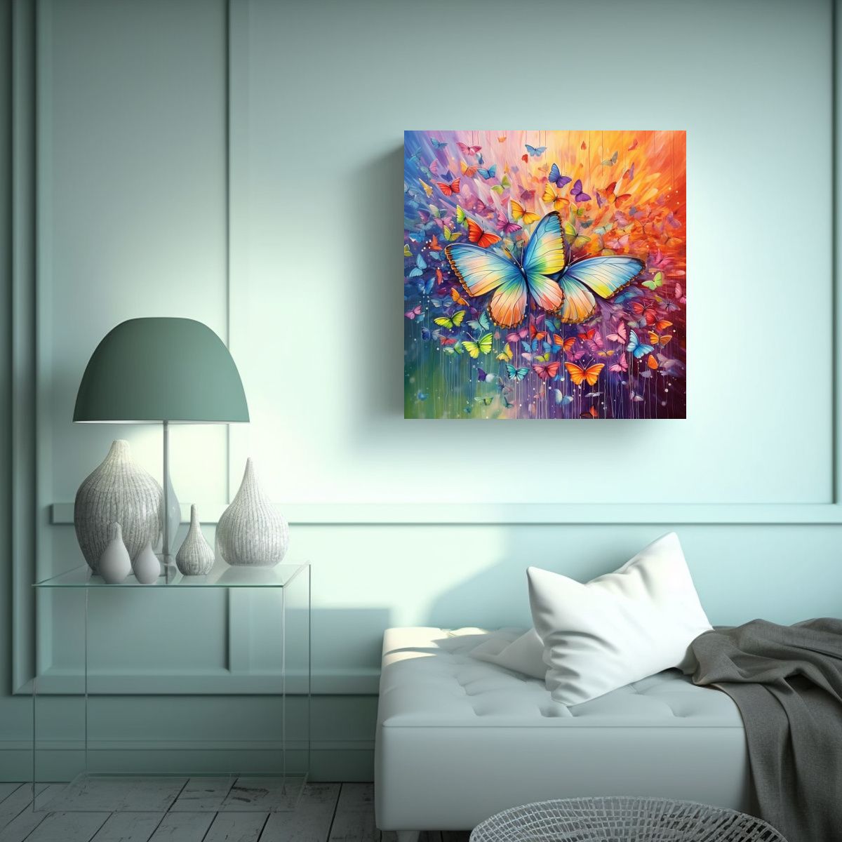 GENERICO - Pinturas Comedor Mariposas Arcoíris 70x70 Cm