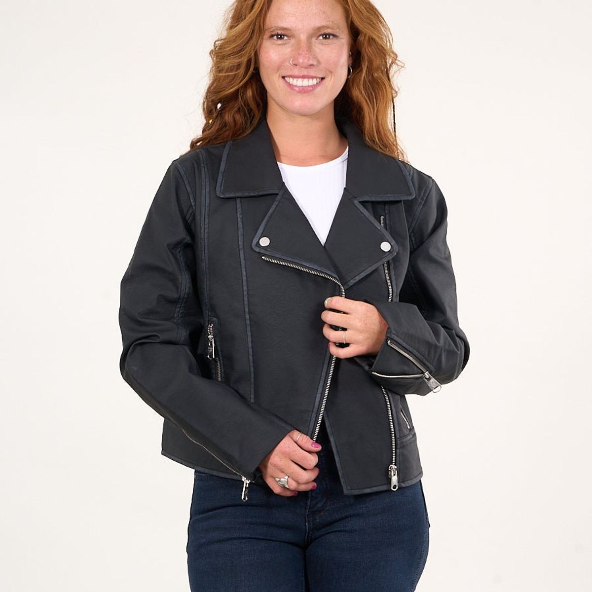 POLEMIC - Chaqueta biker PU procesada Negro VW9748 Polemic