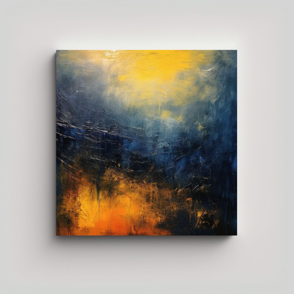 GENERICO - Cuadro Abstracto Minimalista En Azul Y Amarillo 60x60 Cm