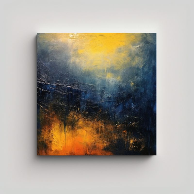 GENERICO - Cuadro Abstracto Minimalista En Azul Y Amarillo 60x60 Cm