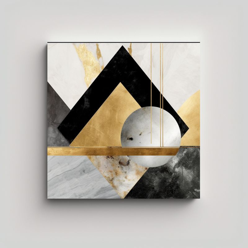 GENERICO - Pintura Geométrica Abstracta En Lienzo Tela 80x80 Cm