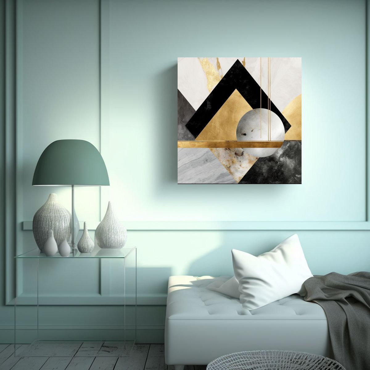 GENERICO - Pintura Geométrica Abstracta En Lienzo Tela 70x70 Cm