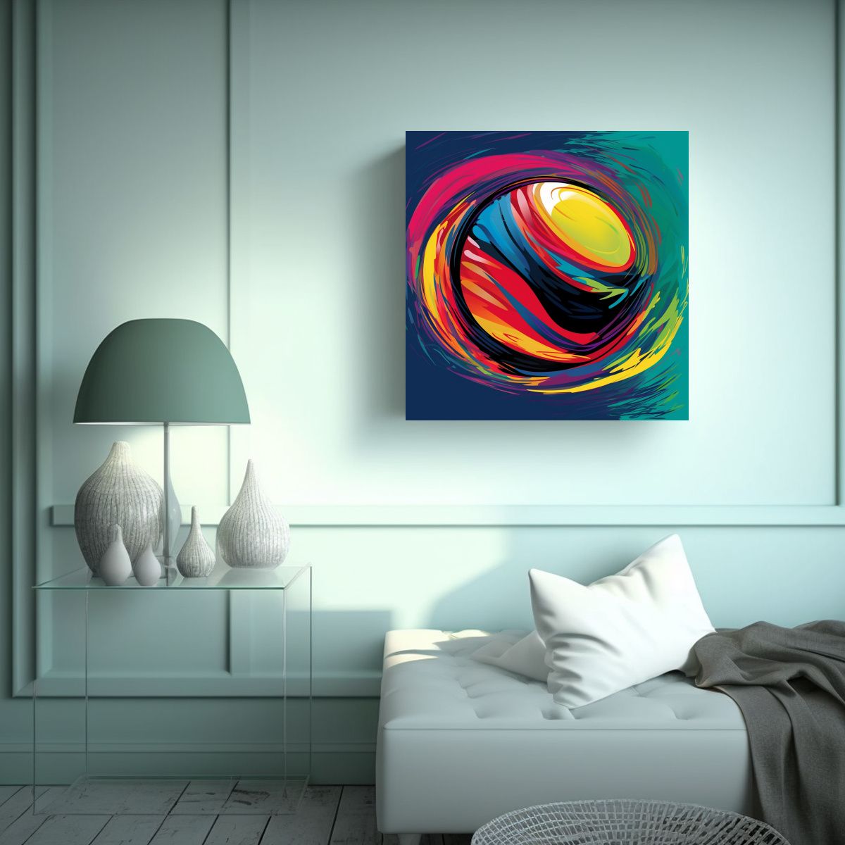 GENERICO - Cuadro Abstracto De Tenis Con Colores Vibrantes Y 60x60 Cm