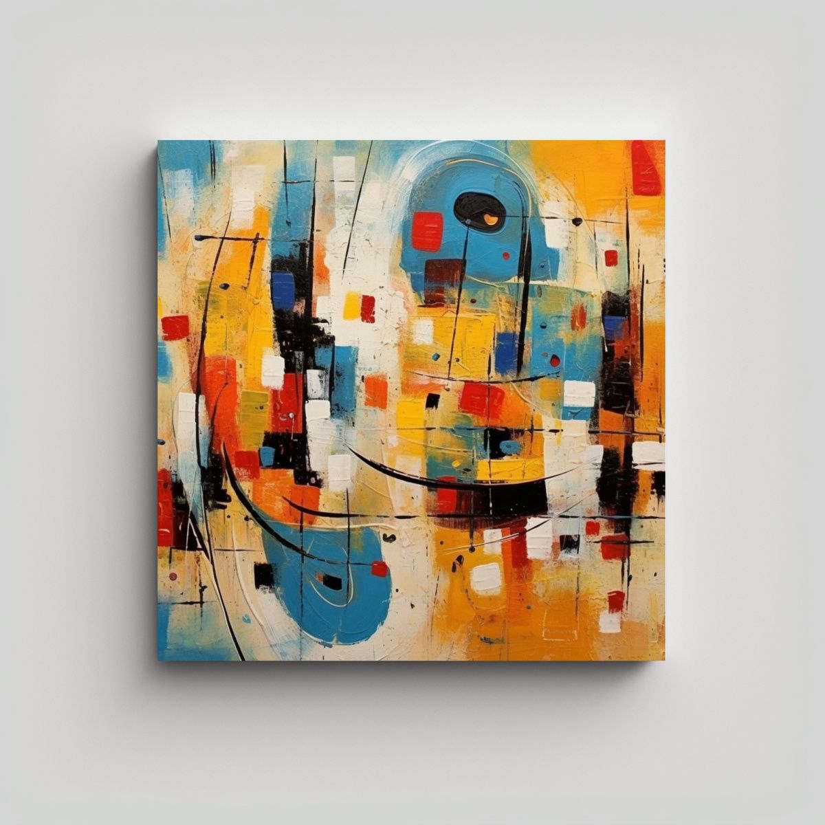 GENERICO - Cuadro Abstracto Decoración Simple Lienzo 70x70 Cm