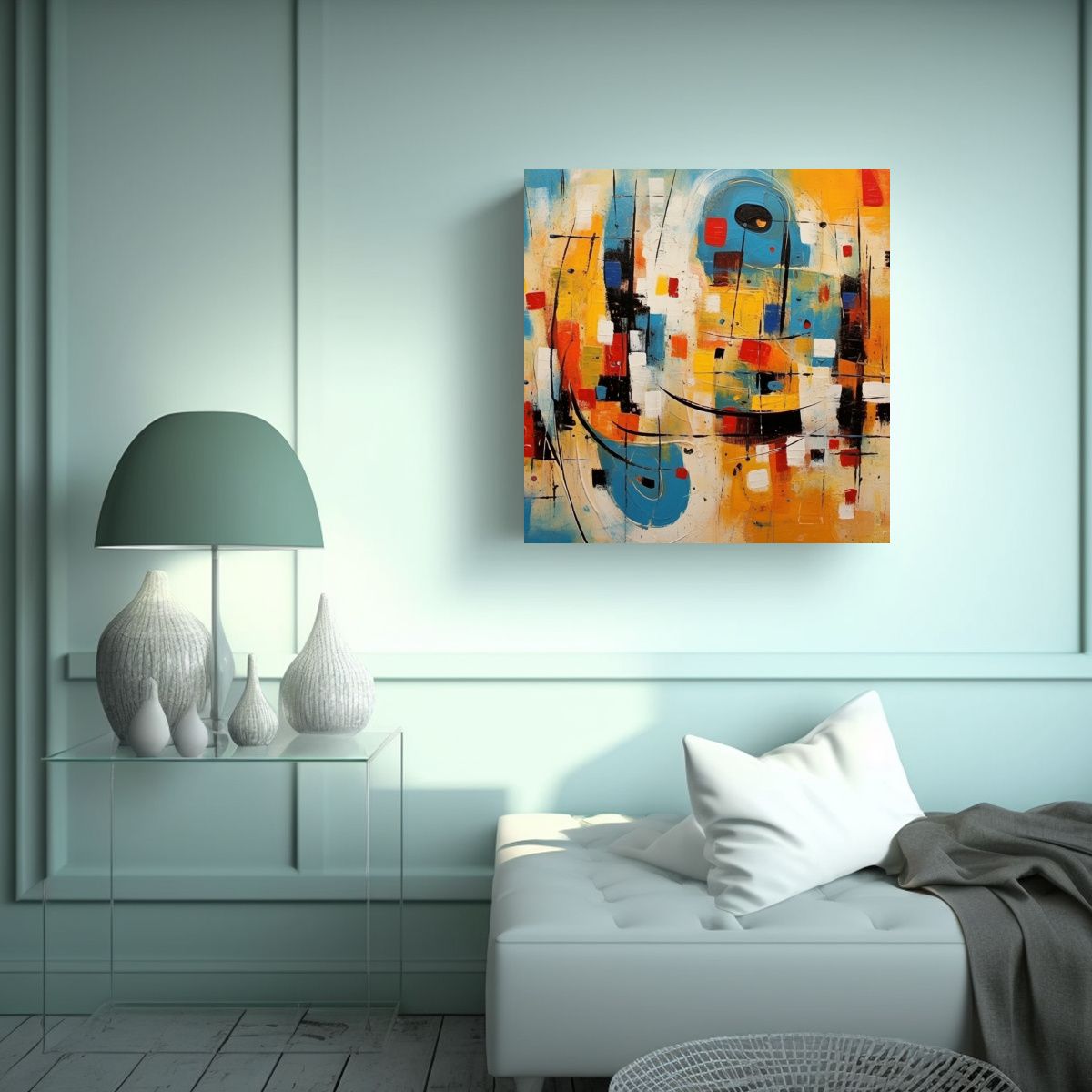 GENERICO - Cuadro Abstracto Decoración Simple Lienzo 70x70 Cm