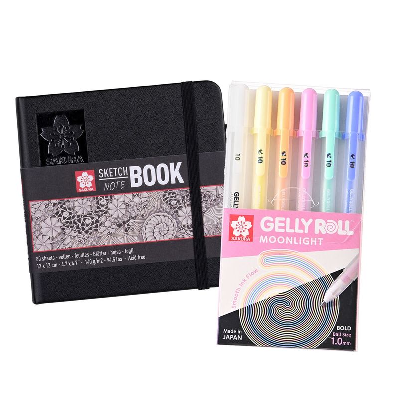 GENERICO - Sketchbook Sakura Blanco Crema 12x12+tiralineas 0.5 Colores