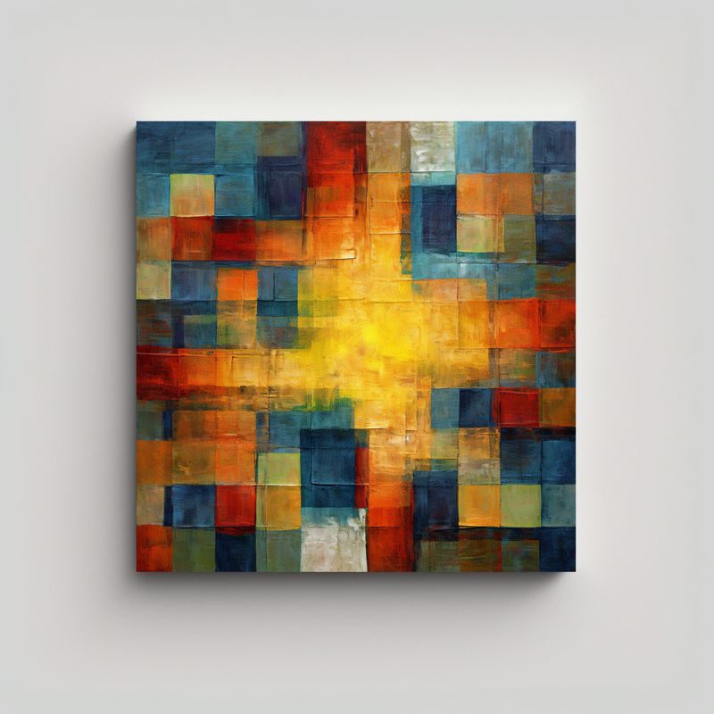 GENERICO - Pintura Abstracta Impresionista Geométrica Con 80x80 Cm