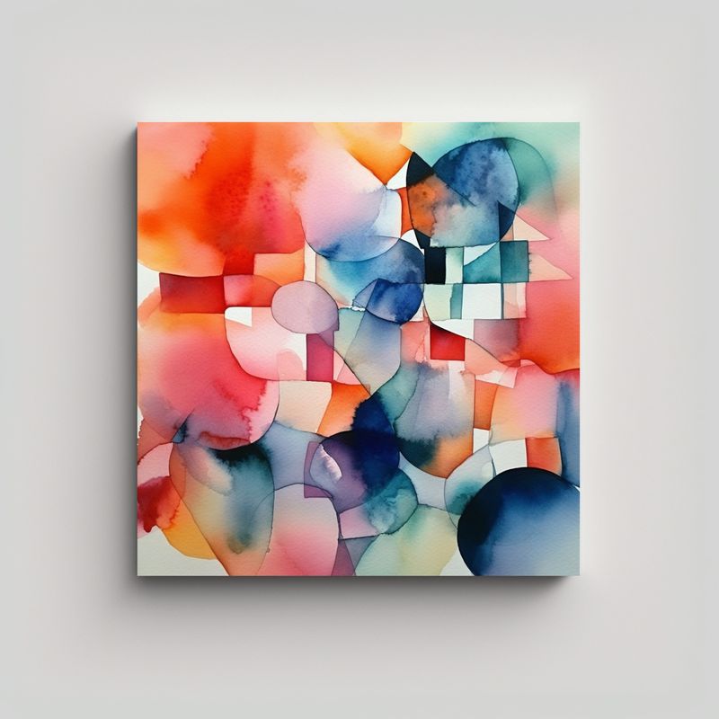 GENERICO - Cuadro Abstracto Estilo Galería Acuarela 80x80 Cm