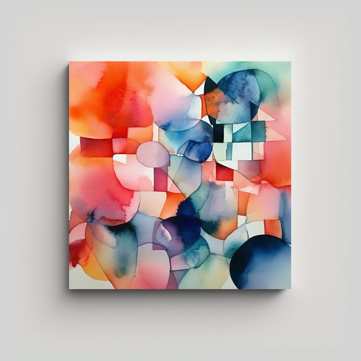 GENERICO - Cuadro Abstracto Estilo Galería, Acuarela 70x70 Cm