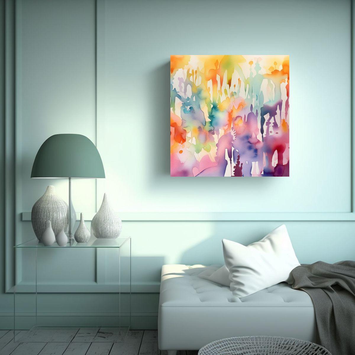 GENERICO - Pinturas En Bastidor Modernas Temática Acuarela 50x50 Cm