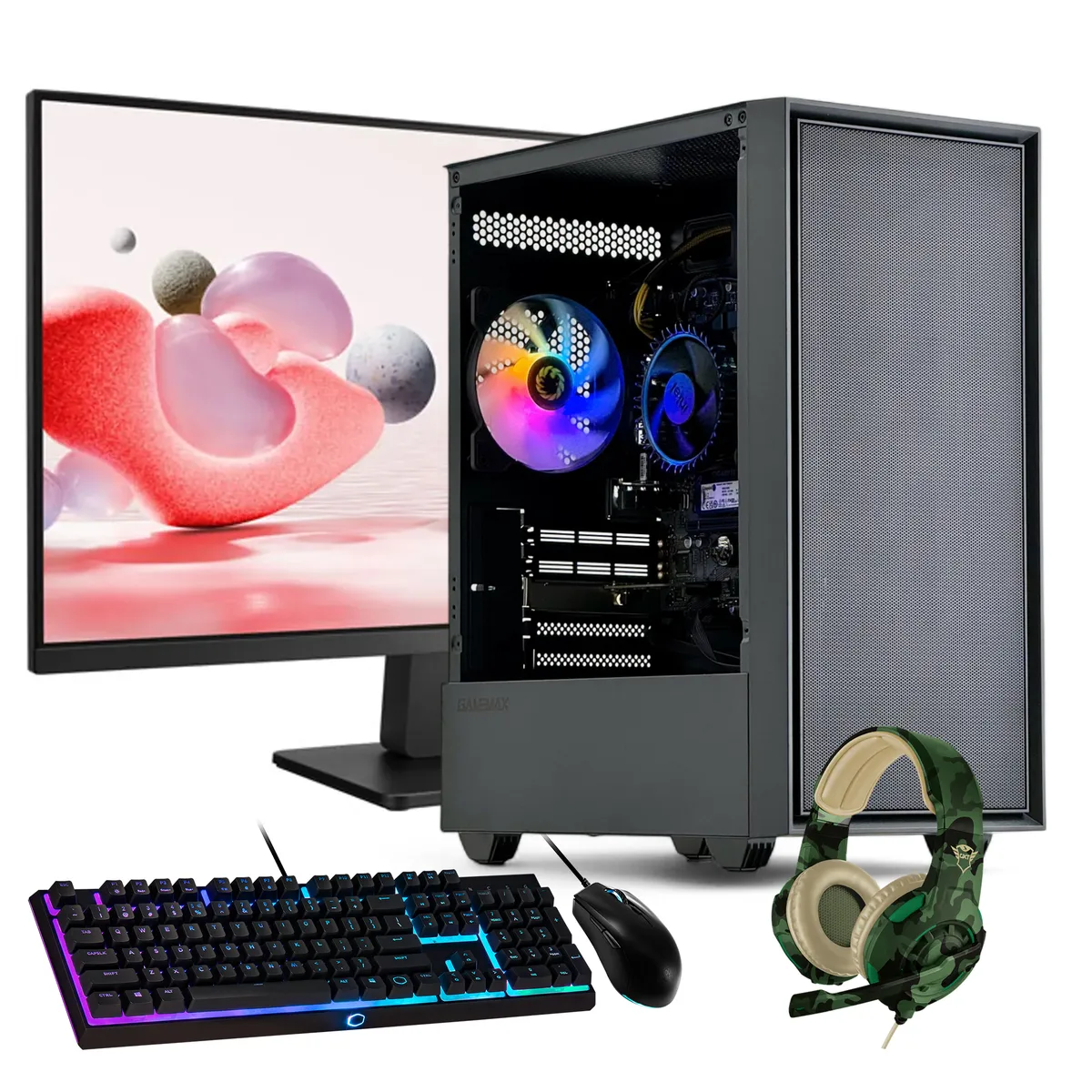 HYPERPC - PC GAMER + MONITOR 24 + Perif: INTEL CORE i3 14100 16Gb 500Gb UHD 730