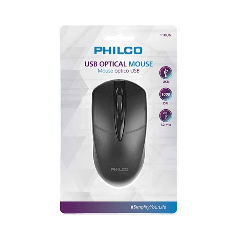 PHILCO - MOUSE ÓPTICO USB NEGRO PHILCO