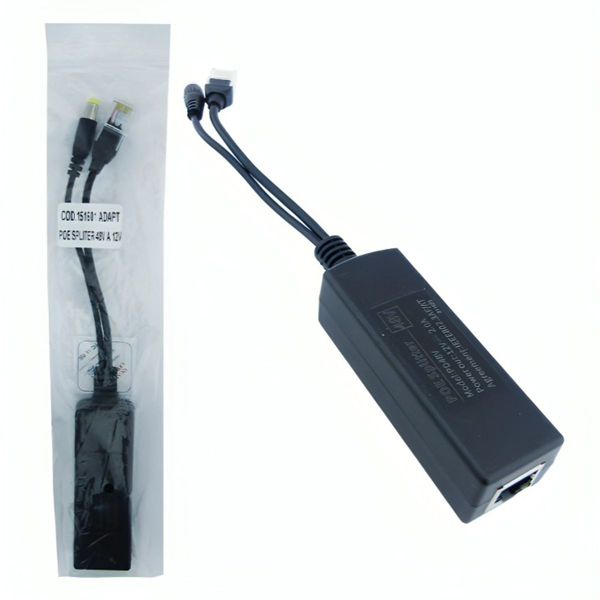 GENERICO - ADAPTADOR POE SPLITER COD151601 48V A 12V MODPD48V 20A NEGRO