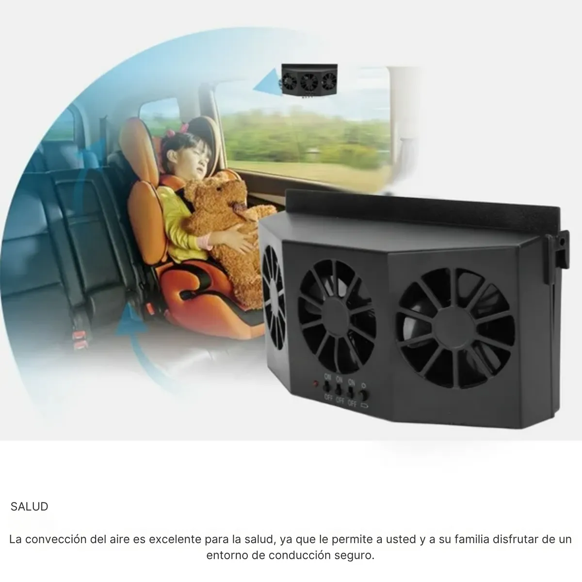 MOVI - Ventilador Solar para Auto con Triple Hélice