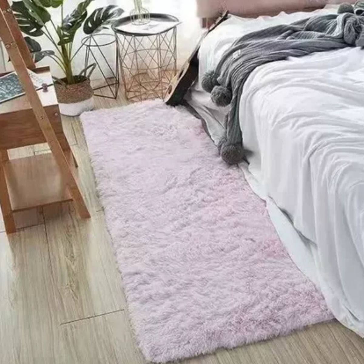 GENERICO - bajada de cama shaggy rosa