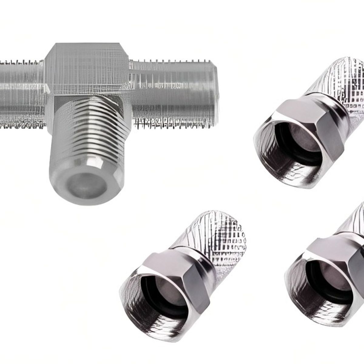 DBLUE - CONECTOR COAXIAL T + 3 PUNTAS DE UNIÓN RG-6