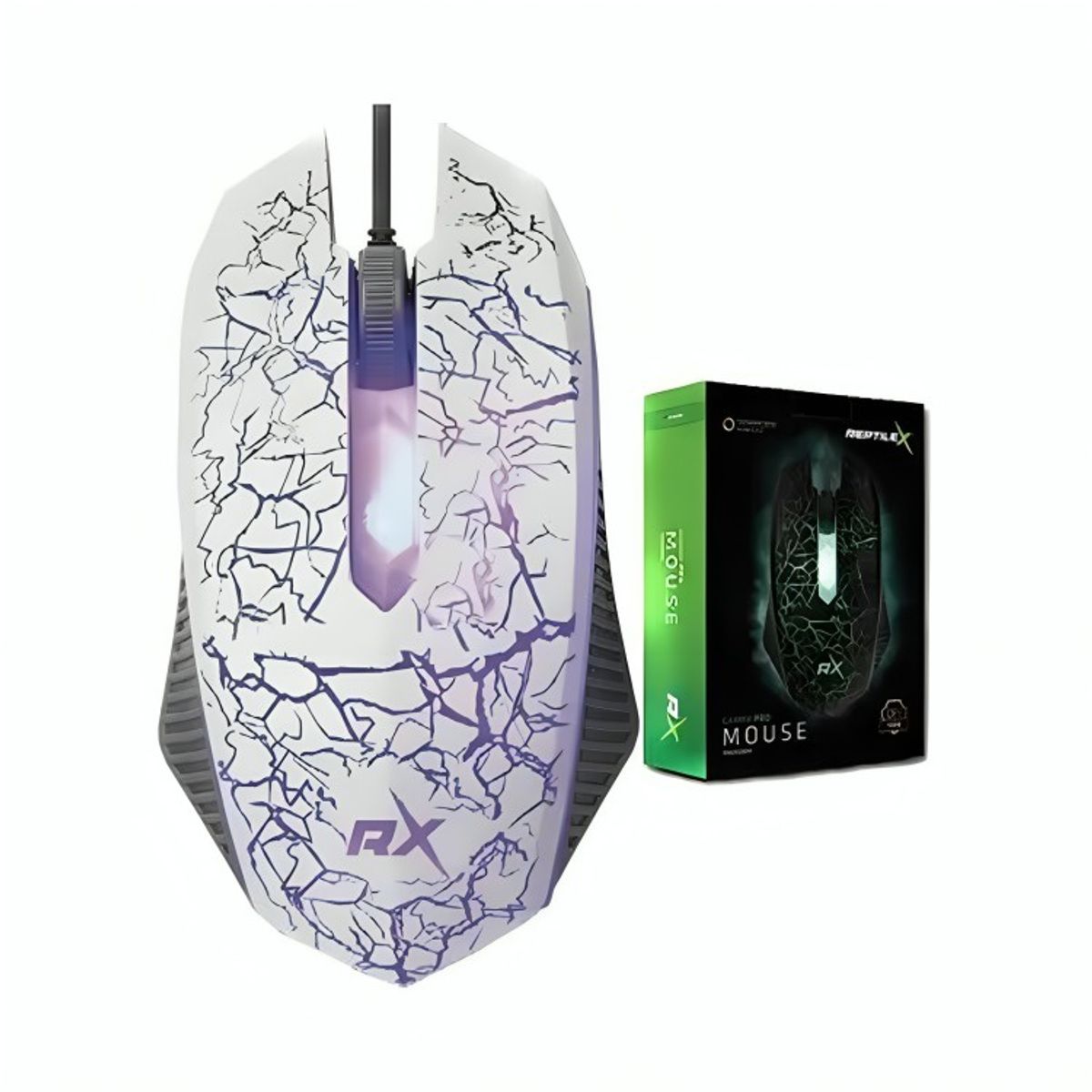 REPTILEX - GAMING MOUSE CON SENSOR OPTICO DE LUZ LED 1000 DPI - WHITE.
