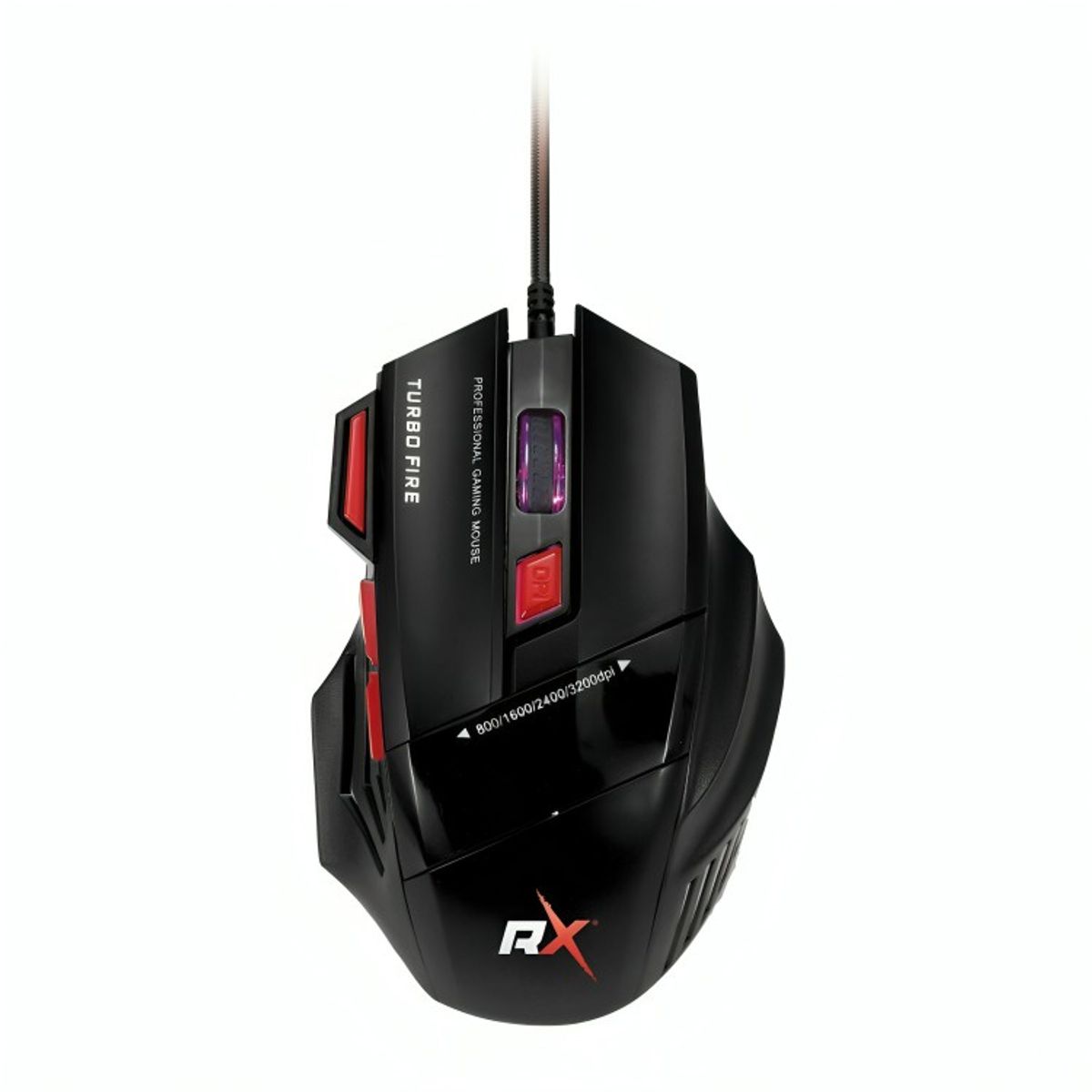 REPTILEX - MOUSE GAMING 7 BOTONES CON LUZ LED 1200-1600-2400-3200 DPI