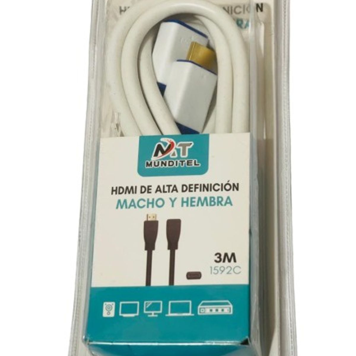 GENERICO - Cable Extensor Hdmi Alta Definición Macho A Hembra 3m