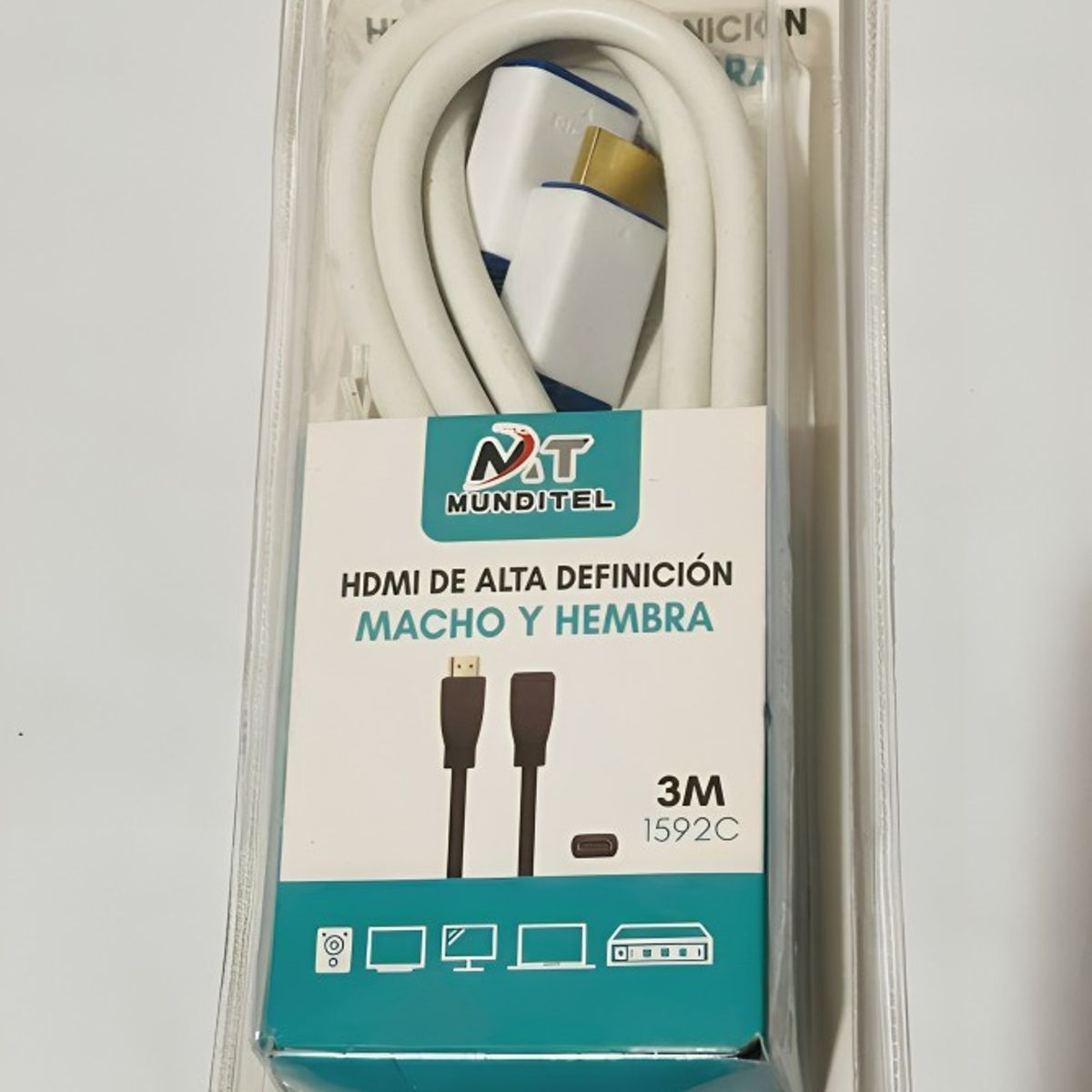 GENERICO - Cable Extensor Hdmi Alta Definición Macho A Hembra 3m