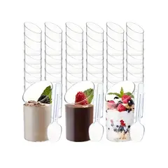 GENERICO - X200 Vasos Postres 60ml + 250 Cucharas Postres Desechables