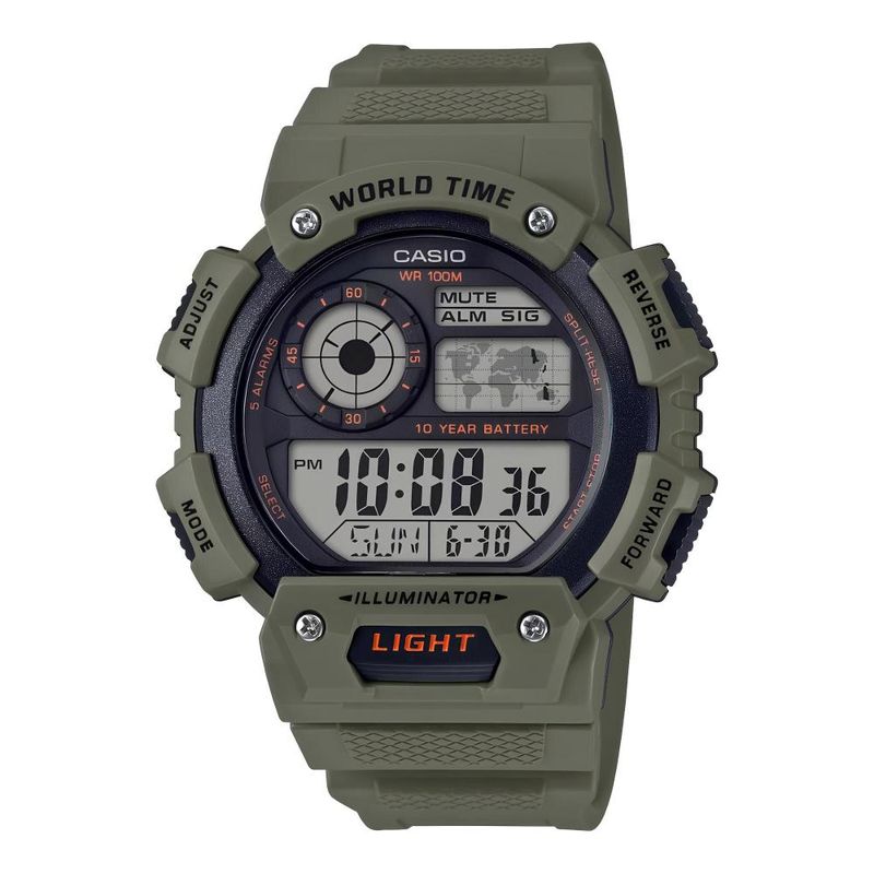 CASIO - Reloj Ae-1400wh-3av Hombre Digital Resina - Verde Militar